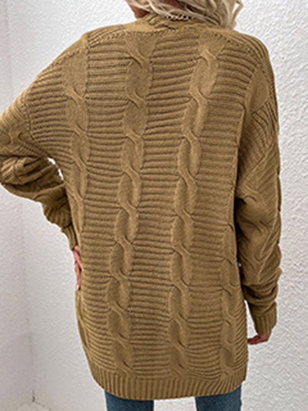 10 Colors Vintage Loose Jacquard Solid Color Cardigan