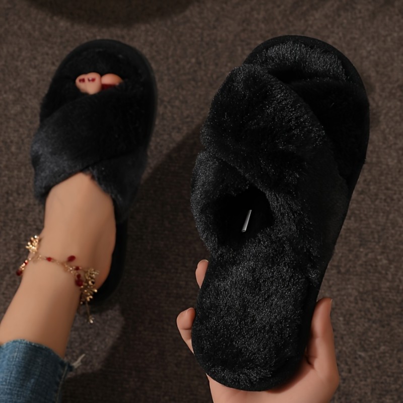 Ultra-Comfortable Leopard Print Plush Slippers - Premium Soft Sole, Fuzzy Interior, Secure Crisscross Band - Stylish Indoor Shoes with Non-Slip Traction for Cozy Home Living