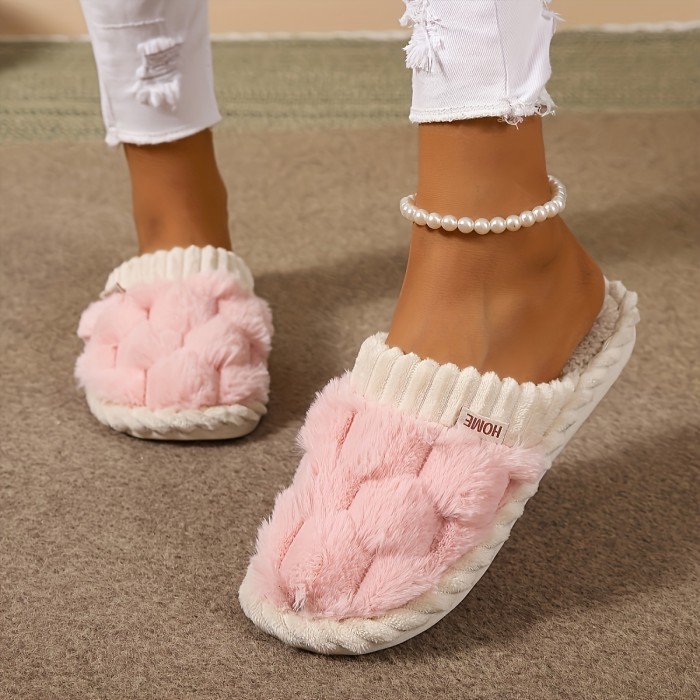Cozy Colorblock Faux Fur Slippers - Ultra-Soft Slip-Ons with Luxurious Plush Lining - Perfect for Your Home Sanctuary