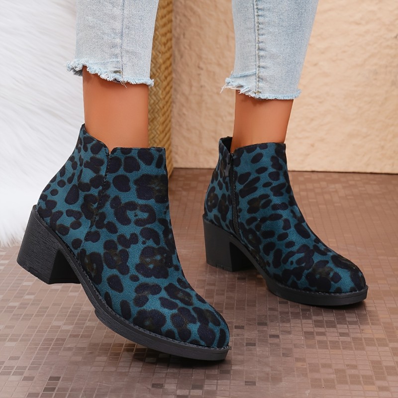 Chic Women's Ankle Boots with Chunky Heel - Pointed Toe, Side Zipper, Velvet Lining for Winter Dresses