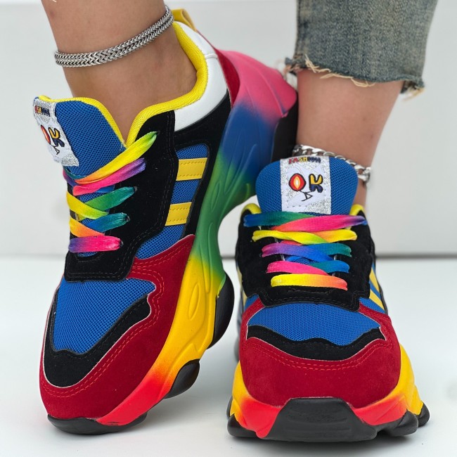 Vibrant Colorblock Low-Top Platform Sneakers - Soft Air Cushion, Non-Slip, Lace-Up Closure, Breathable, Comfortable, Casual Shoes for Spring and Beyond