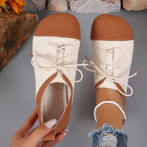 Women's Chic Oxford Shoes - Casual Style, Lightweight & Versatile for All Seasons, Faux Cover with Rubber Sole