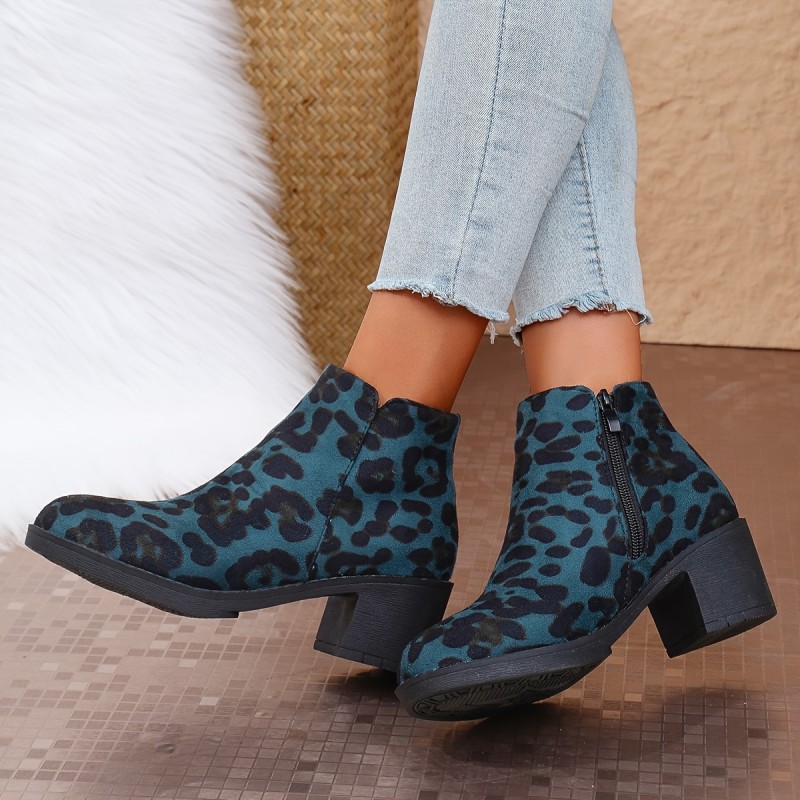 Chic Women's Ankle Boots with Chunky Heel - Pointed Toe, Side Zipper, Velvet Lining for Winter Dresses