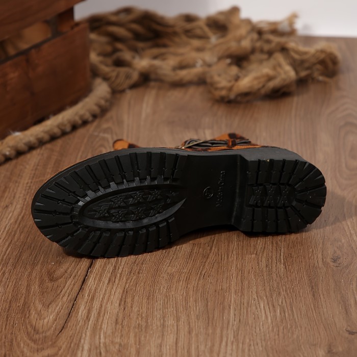 1pc Women's Fashion Ankle Boots - Leopard Print, Round Toe, Thick Heel with Buckle Detail, Fabric Upper & Lining, Rubber Sole, Medium Heel, Hand Wash\u002FDry Clean, for All Seasons, Stylish Footwear for Ladies