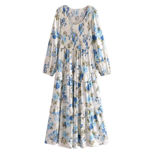 Blue blossom long dress