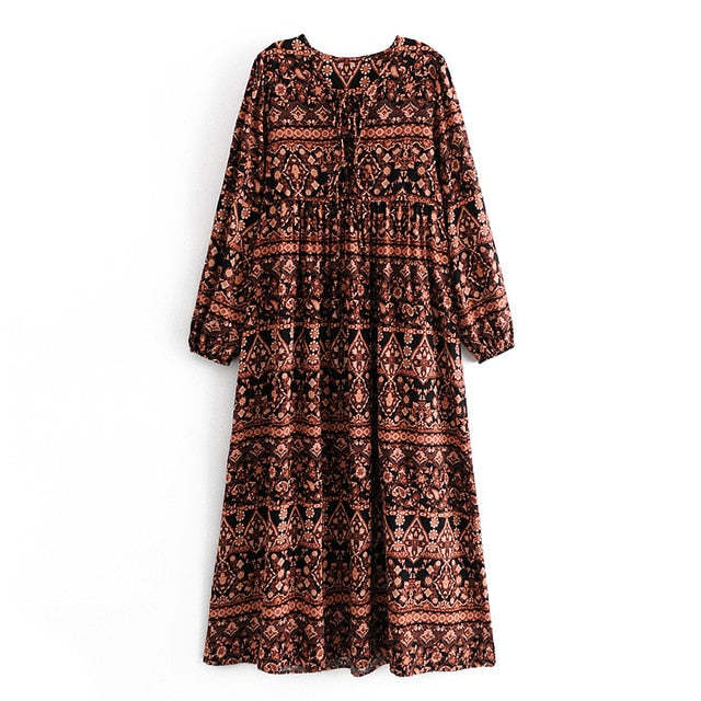 Ethnic floral print long dress