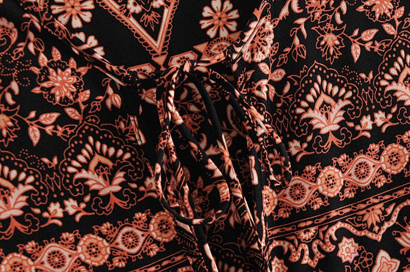 Ethnic floral print long dress