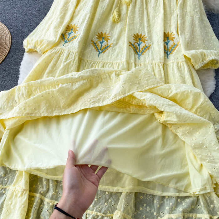 Aveza Embroidery Cotton  Dress(5 Colors)