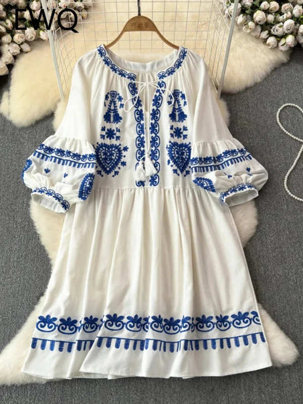 Bahiya embroidery summer tunic dress (4 Colors)