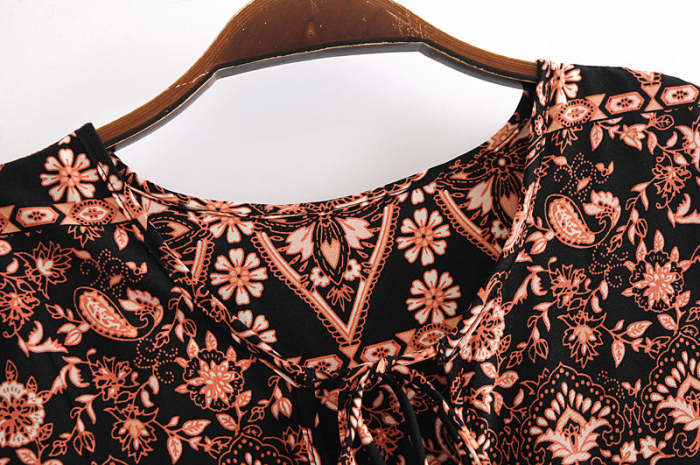 Ethnic floral print long dress