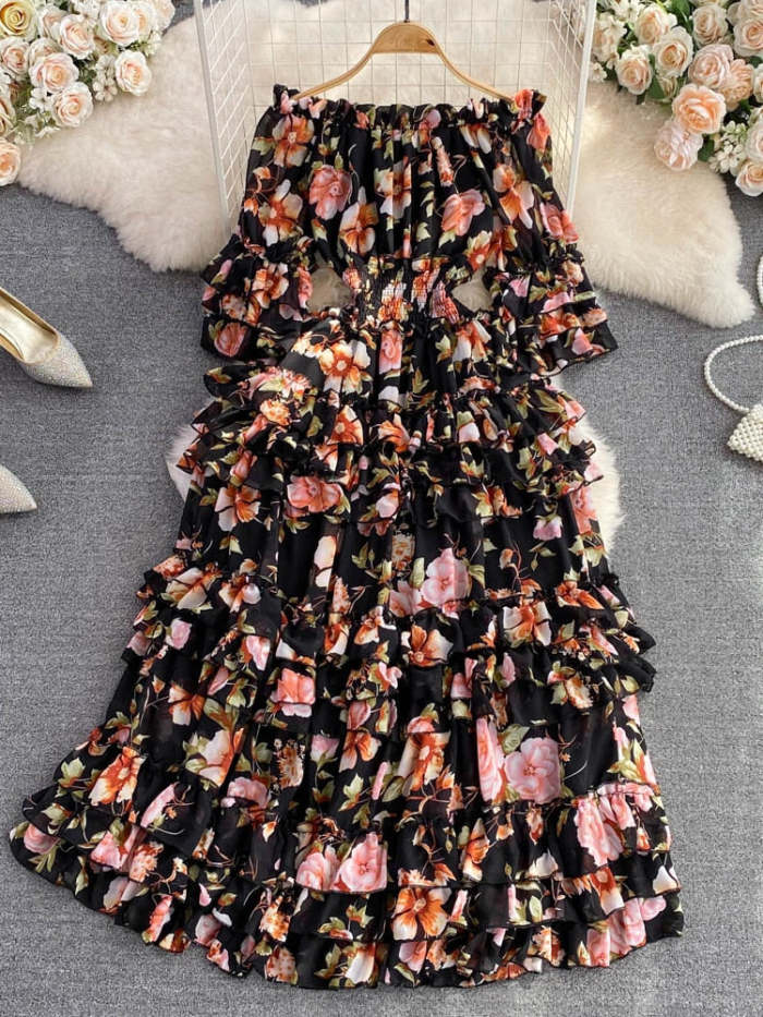 Saalima  Floral Ruffled  Dress(7 Colors)