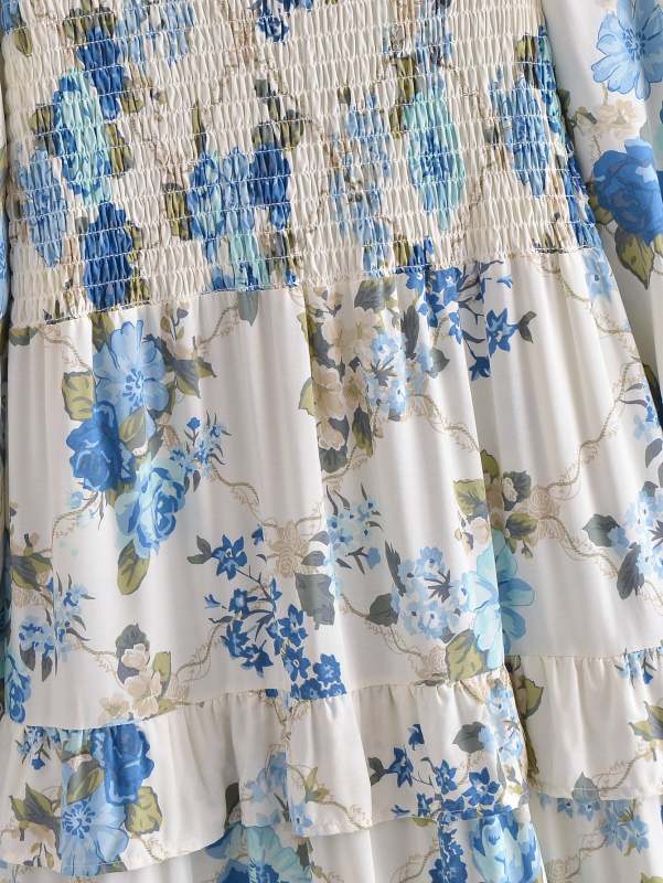 Blue blossom long dress