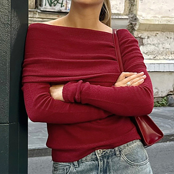 Stylish Off-Shoulder Slim-fit Long Sleeved Top