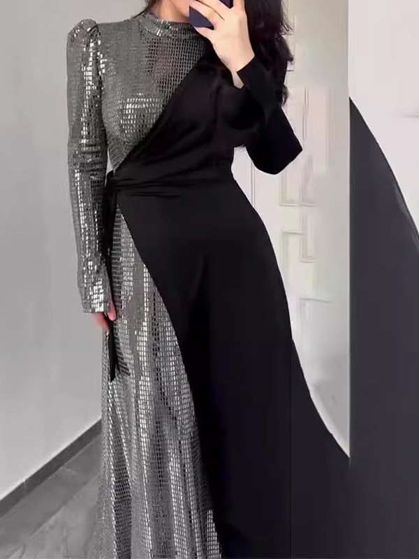 Fashion Long-Sleeved Sequined Dress