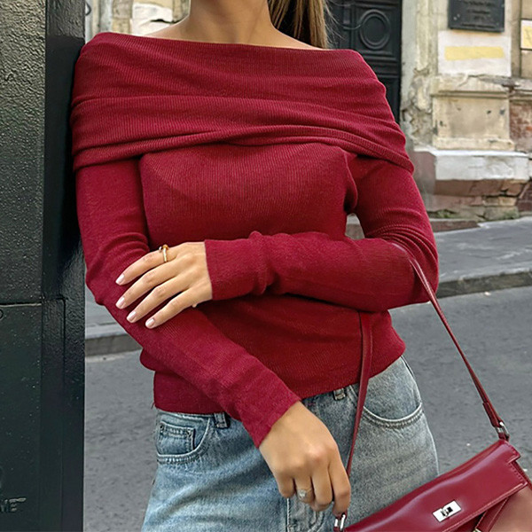 Stylish Off-Shoulder Slim-fit Long Sleeved Top
