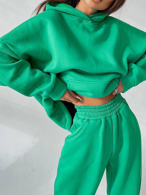 Stylish Loose Solid Color Hoodie & Pants Two-Piece Set