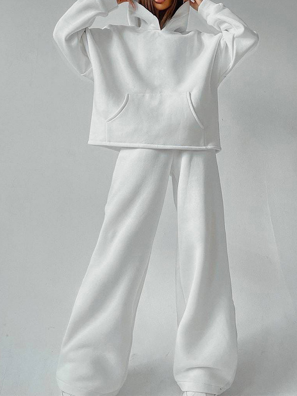 Stylish Loose Solid Color Hoodie & Pants Two-Piece Set