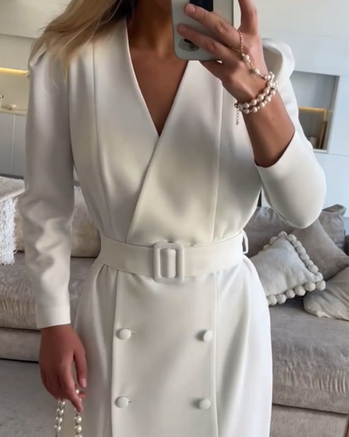 Elegant Commuter V-Neck Dress