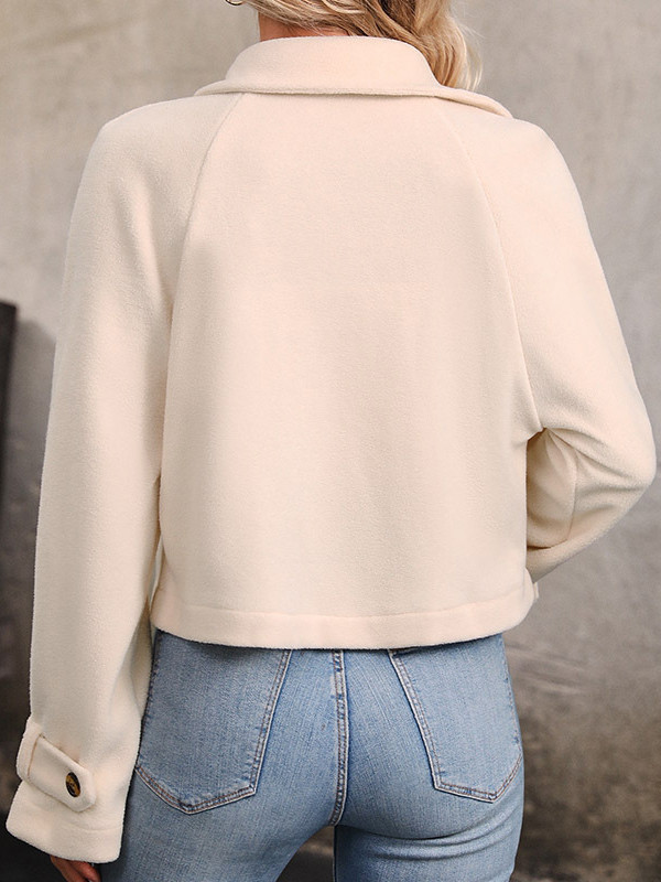 Long Sleeves Loose Buttoned Split-Joint Notched Collar Outerwear