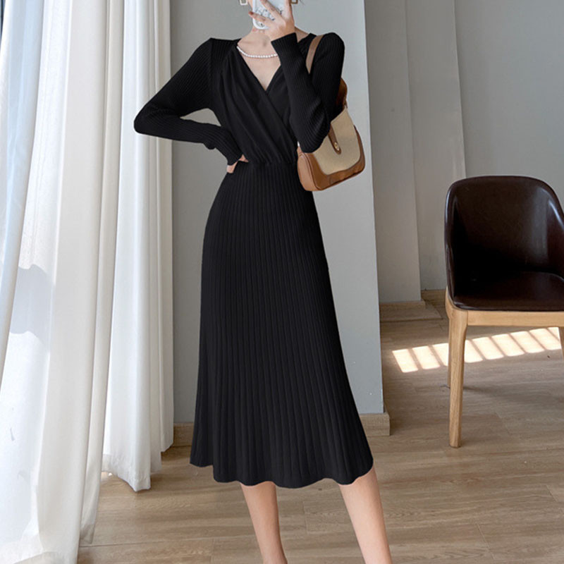 Winter V Neck Slim Casual Dress
