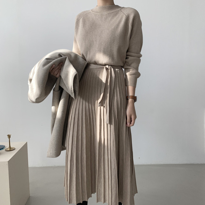 Vintage Mock Neck Tie Sweater Dress