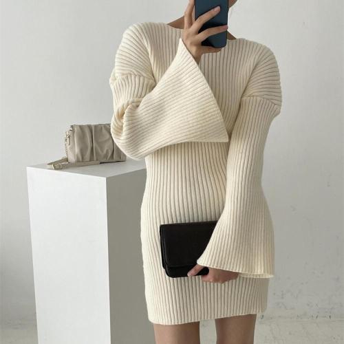 Autumn winter slit cuff knitted dress