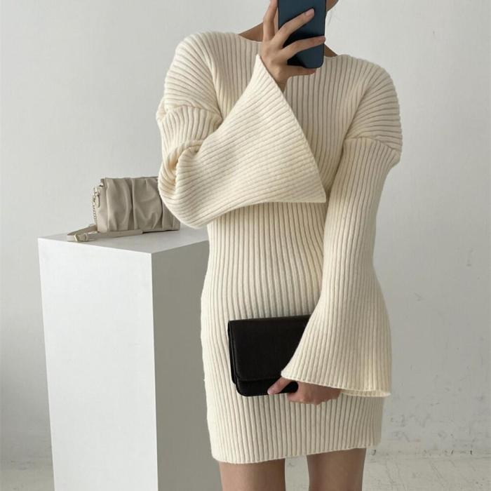 Autumn winter slit cuff knitted dress