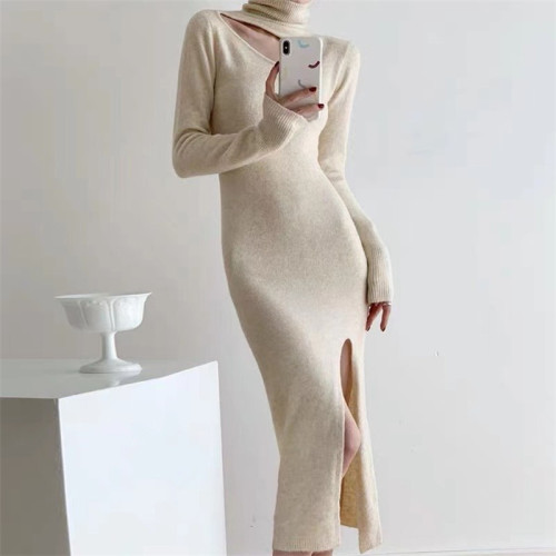Elegant High-waist Sweater Dress
