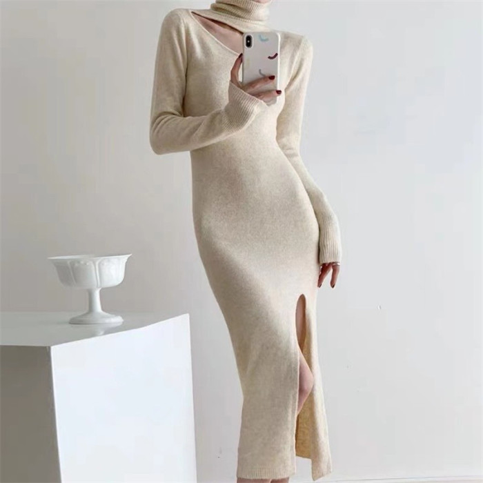 Elegant High-waist Sweater Dress