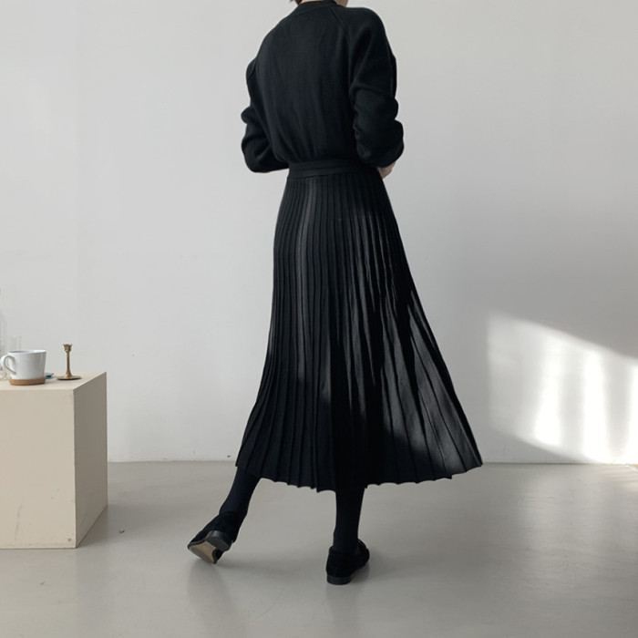 Vintage Mock Neck Tie Sweater Dress