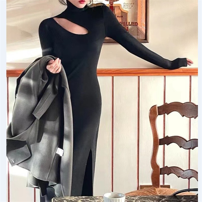 Elegant High-waist Sweater Dress