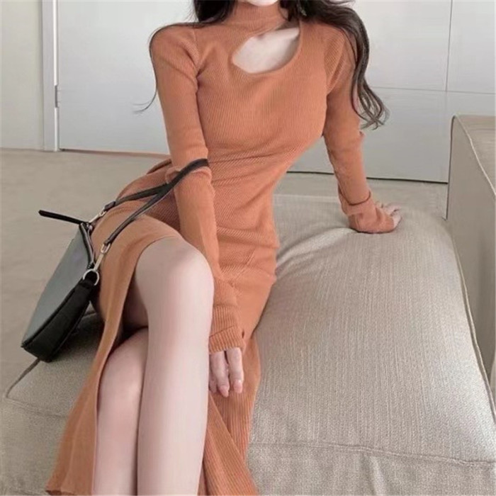 Elegant High-waist Sweater Dress