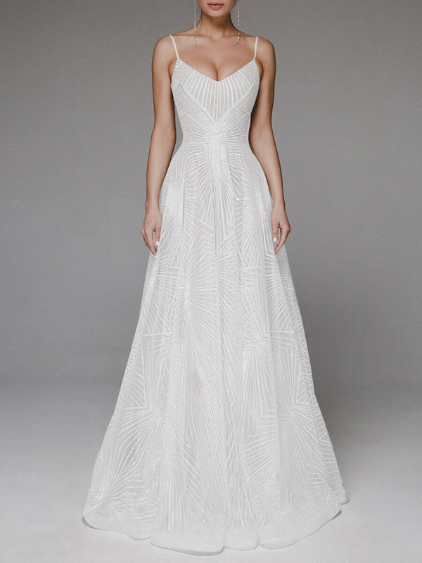 Sling Embroidery Elegant Evening Dress -Long Version