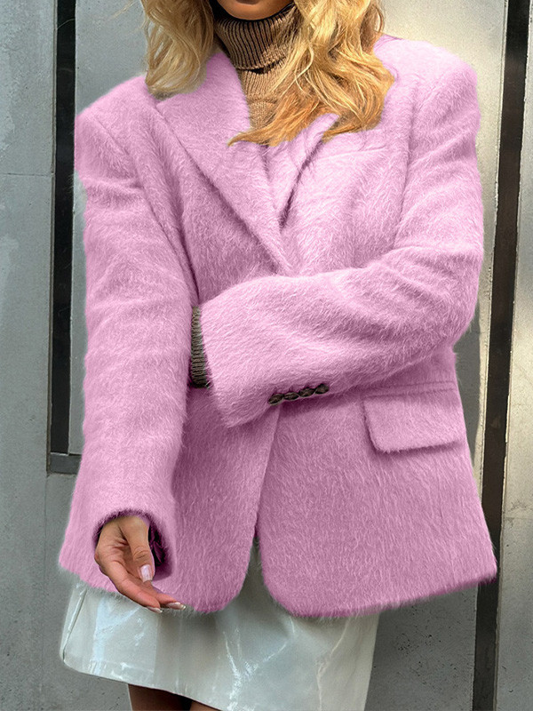 Stylish Baggy Lapel Plush Jacket