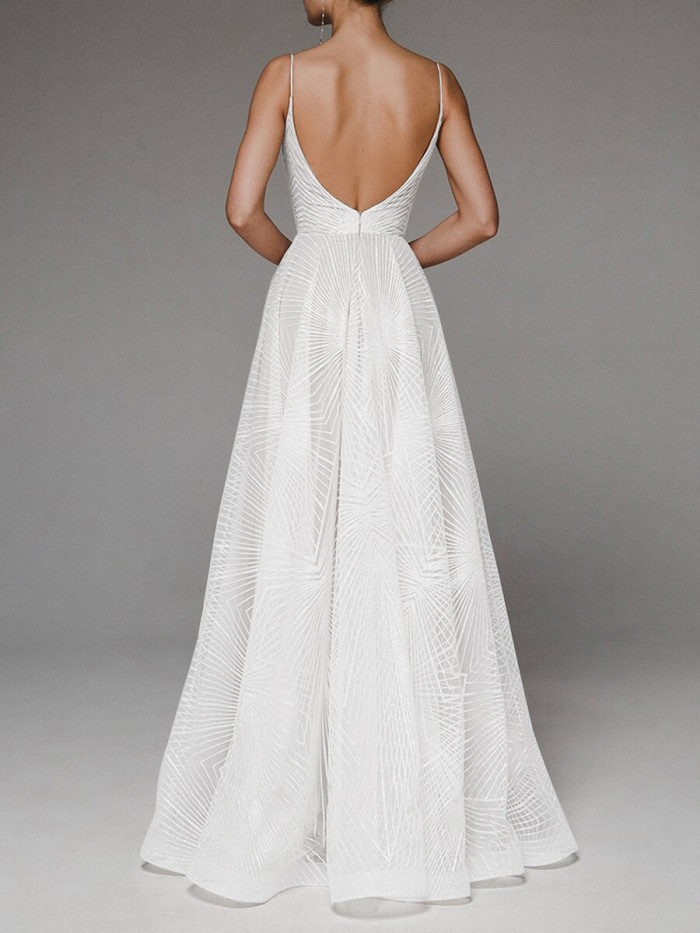 Sling Embroidery Elegant Evening Dress -Long Version