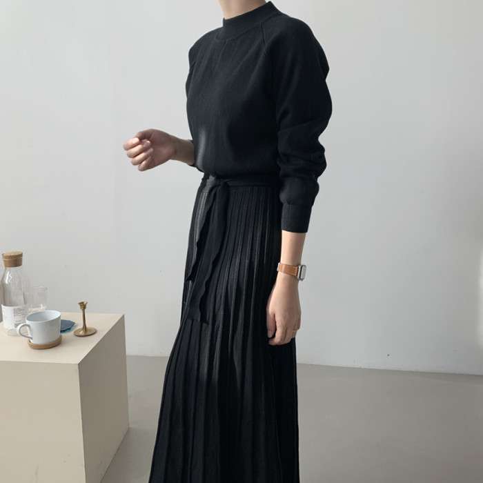Vintage Mock Neck Tie Sweater Dress