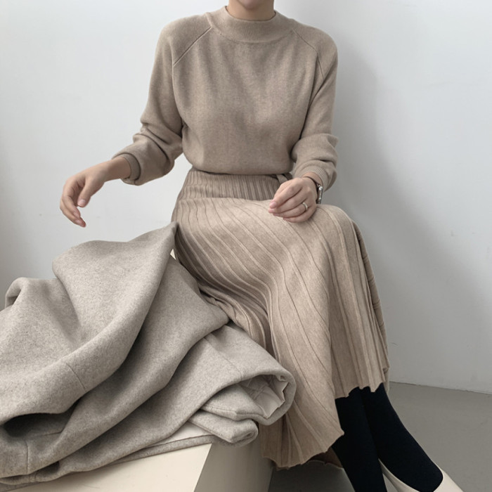 Vintage Mock Neck Tie Sweater Dress
