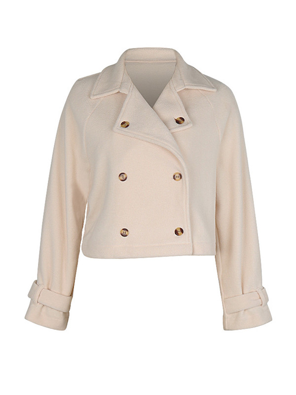 Long Sleeves Loose Buttoned Split-Joint Notched Collar Outerwear