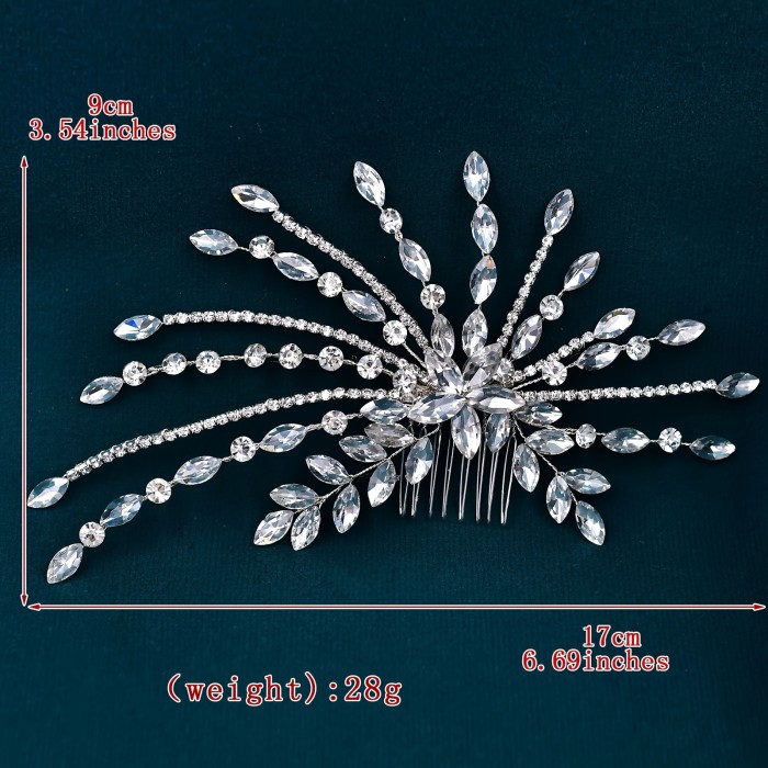 Glamorous Silver Hair Comb with Crystal Embellishments - Perfect for Wedding Day