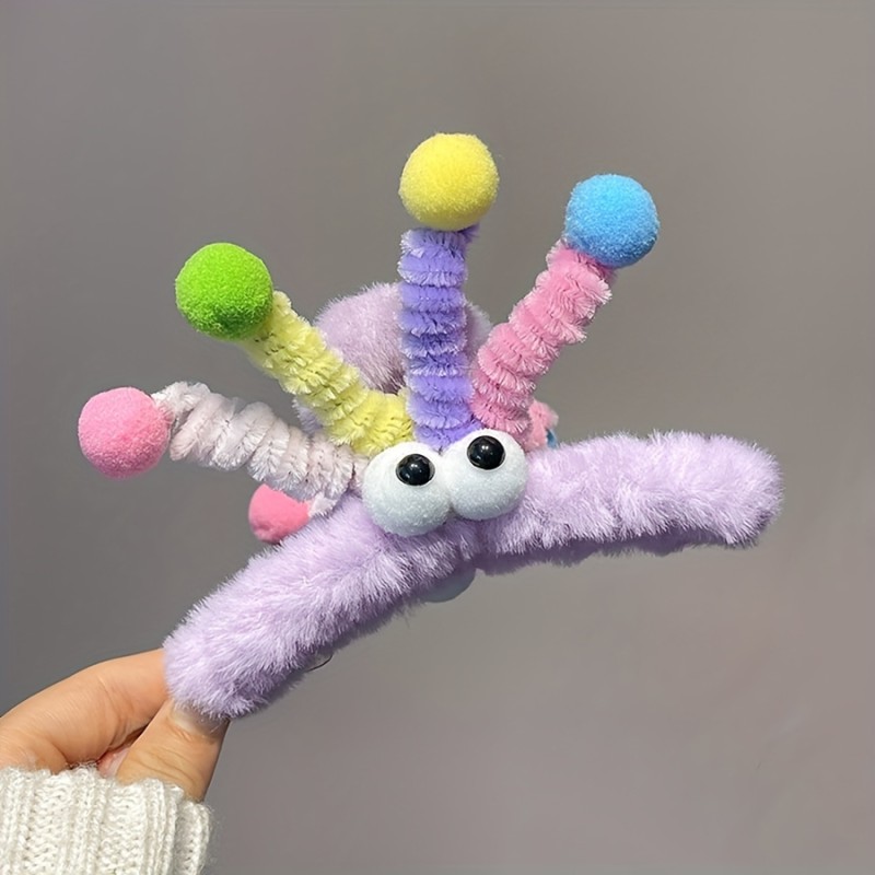 1pc Adorable Plush Hair Claw Clip - Soft, Twist, Autumn and Winter Design, Cute Headwear Accessory for Women and Girls - Perfect for Daily Use and Gift Giving
