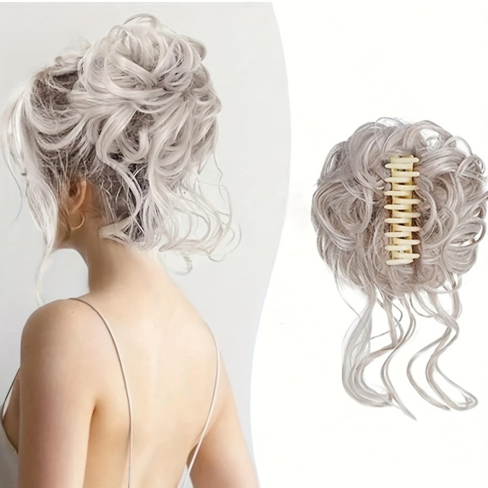 Vibrant Messy Bun Hair Clip - Easy Updo Solution for Wavy Curly Hair, Synthetic Hair Bun Ponytail Extension, Tousled Bun Hair Pieces for Women, No-Slip Grip, Comfortable Wear