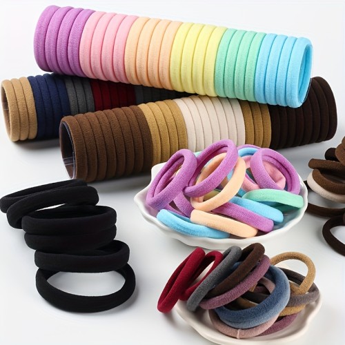 50pcs Creative Cute Cartoon Colorful Elastic Hair Ties Decorative Hair Accessories Holiday Gift For Girls