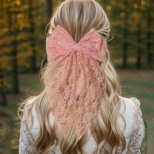 Three Sets of Super Cute Double Layer Lace Embroidery Bow Hair Clips, Sweet and Elegant Lace Streamer Hair Clips, Hair Accessories Suitable for Outdoor Travel