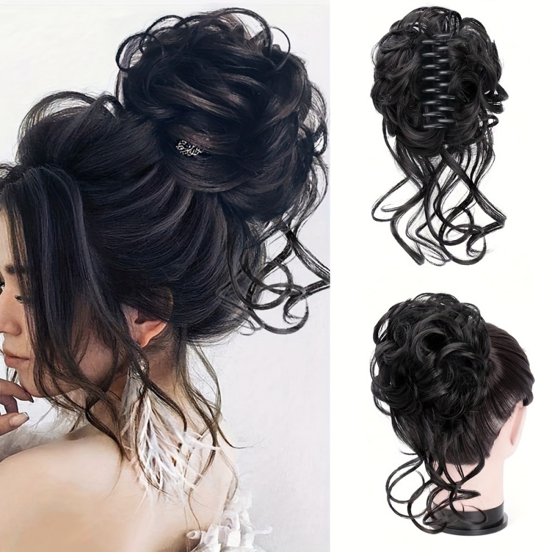 Vibrant Messy Bun Hair Clip - Easy Updo Solution for Wavy Curly Hair, Synthetic Hair Bun Ponytail Extension, Tousled Bun Hair Pieces for Women, No-Slip Grip, Comfortable Wear
