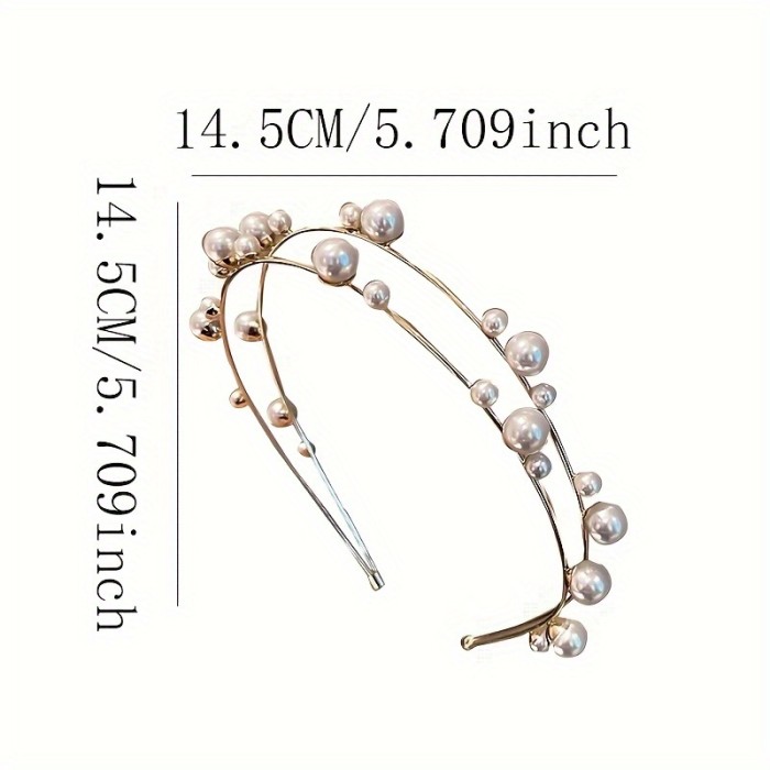 1pc Elegant Faux Pearl Decorative Head Band Vintage Non Slip Hair Hoop Trendy Hair Accessories For Women And Daily Use