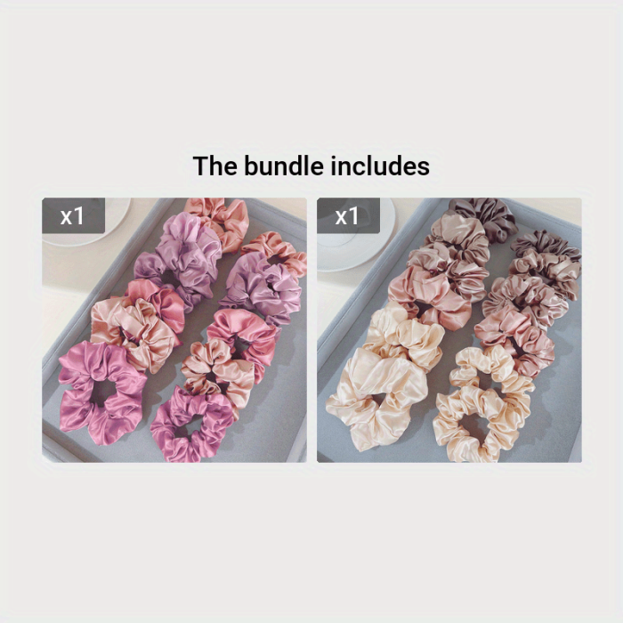 12pcs Satin Comfy Scrunchies - Colorful Simple Hair Accessories For Women And