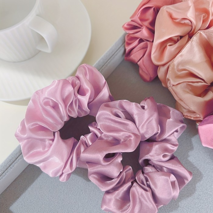 12pcs Satin Comfy Scrunchies - Colorful Simple Hair Accessories For Women And