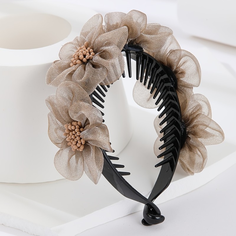Flower Decor Banana Clip, Ponytail Buckle Clip For Daily Wear, Artifact Head Flower Clip