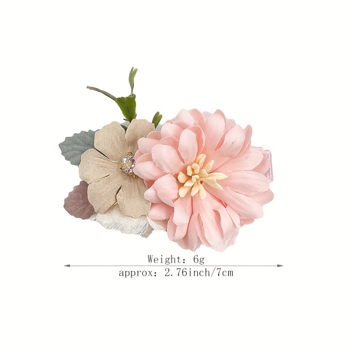 Fabric Flower Hair Clip Set, 3pcs - Elegant Freestanding Floral Hair Accessories for Special Occasions, No Battery or Electricity Needed