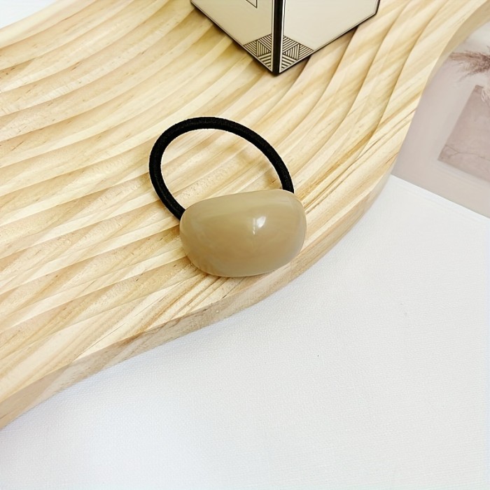 4 Pack of Plastic Hair Ties with Elegant Design for Casual Hairstyles - Available in Camel Color